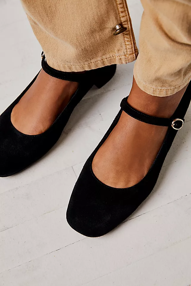 Mia Mary Jane Heels Black Suede