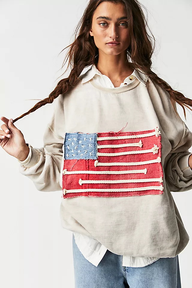 Tricia Fix Americana Sweatshirt Sand Combo