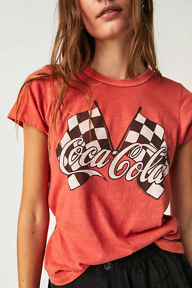 Coca Cola Checked Flags Tee Tiger Lily