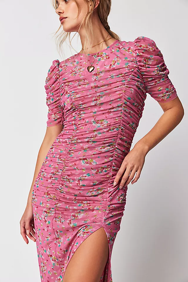 Briella Midi Dress Hot Pink Combo