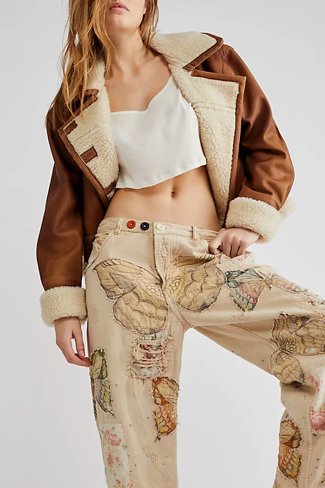 Magnolia Pearl Mariposa Embroidered Jeans Ivory