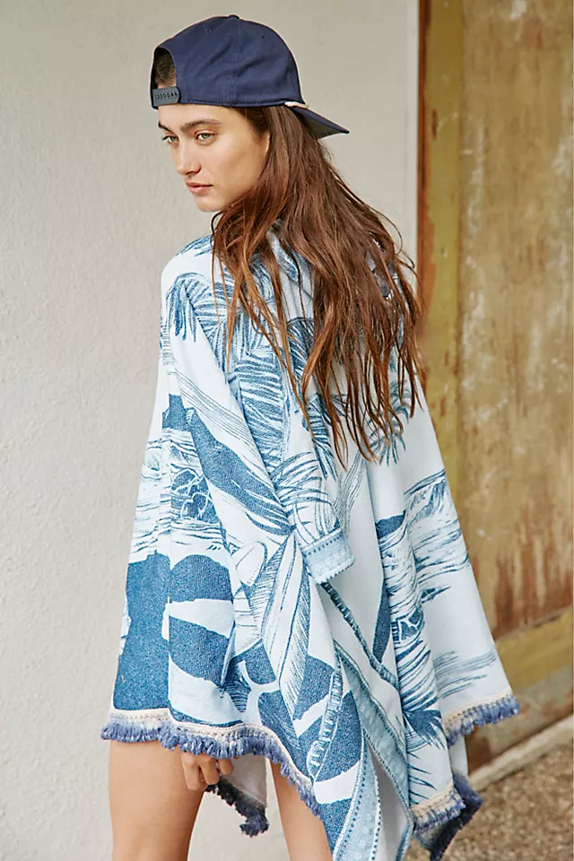 Delilah Towel Poncho Blue Multi