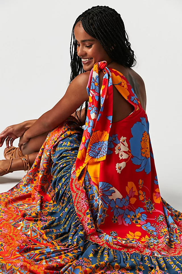 Cote D Azur Maxi Dress Fire Flower Combo