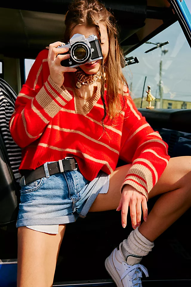 Sage Cashmere Pullover Red Camel Combo