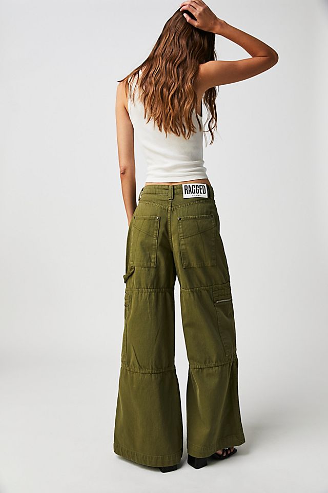 The Ragged Priest Zip Sweeper Jeans Green