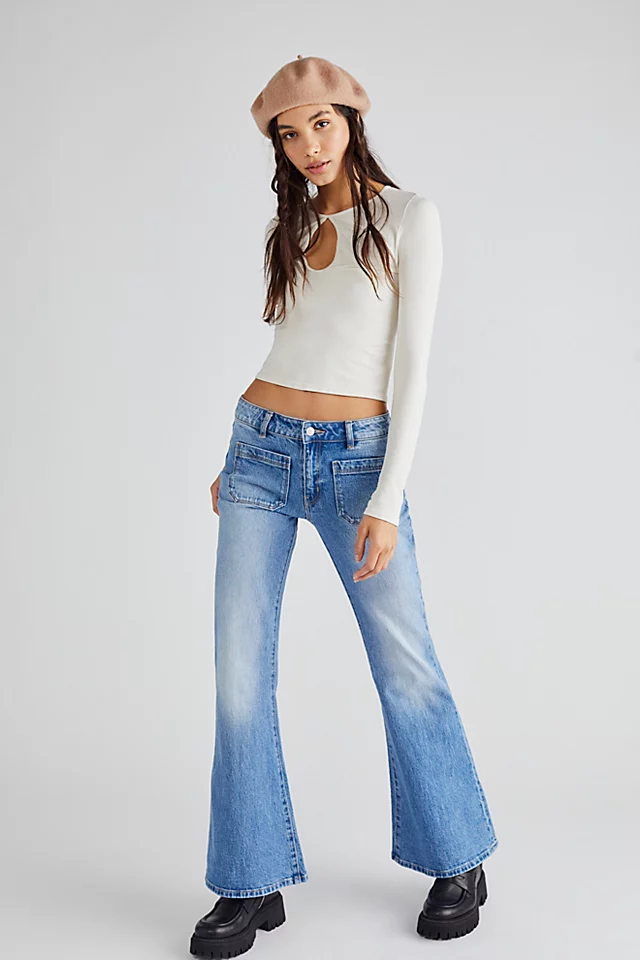 Rolla's Sailor Low-Rise Flare Jeans Organic Mid Blue
