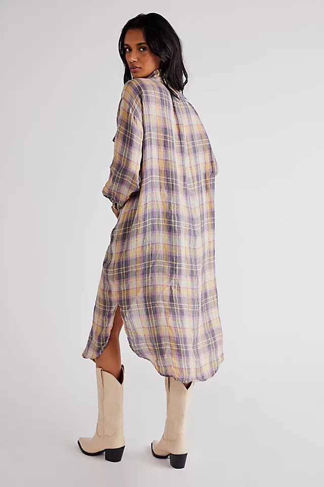 CP Shades Plaid Maxi Top Smoke