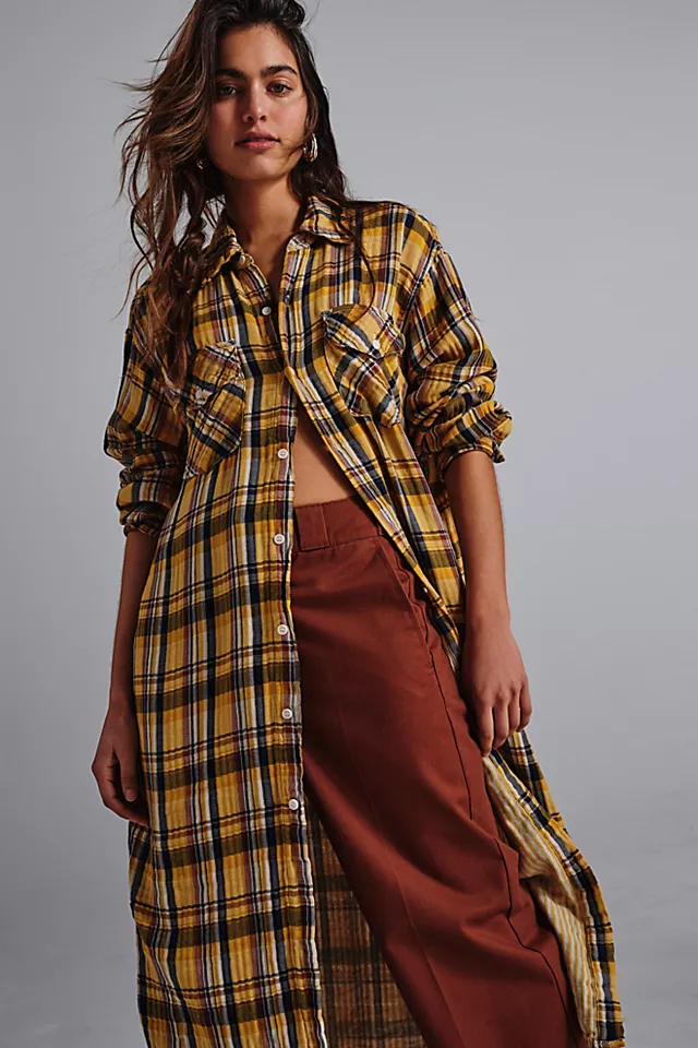 CP Shades Plaid Maxi Top Yellow