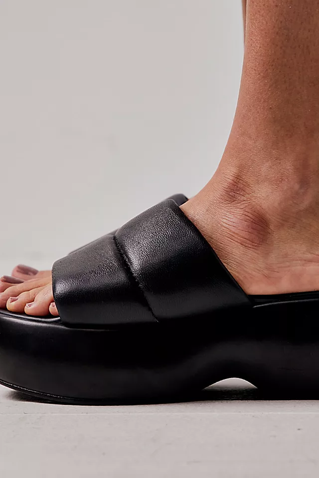 Head In The Clouds Platform Sandals Black Leather