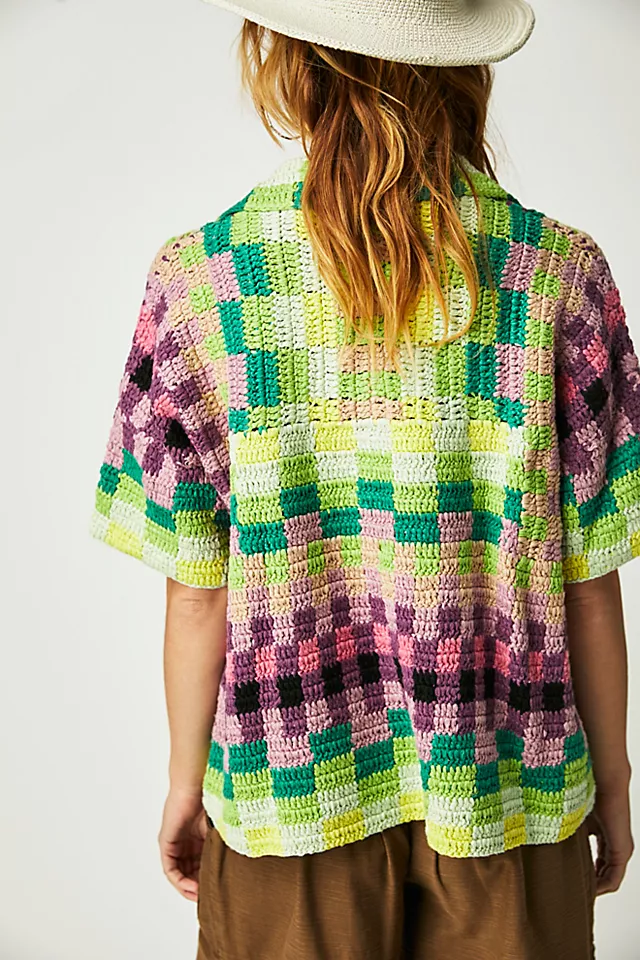Seychelles Crochet Shirt Retro Rainbow Combo