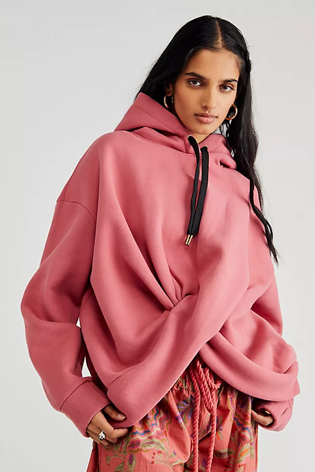 Red Velvet Luxe Twisted Hoodie Washed Red