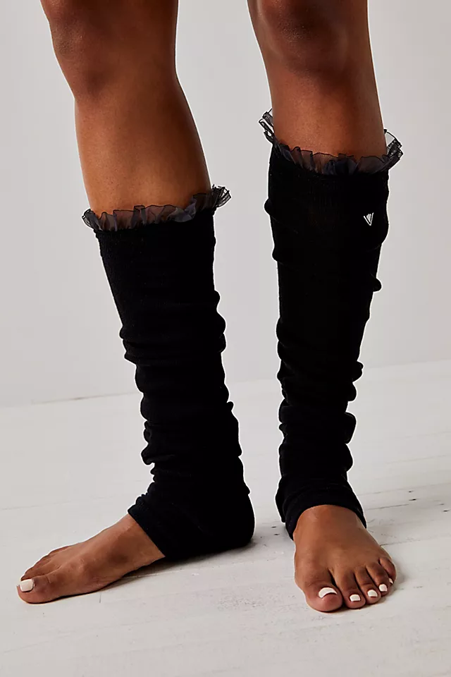 Arebesk Over-the-Knee Ruffle Leg Warmers Black