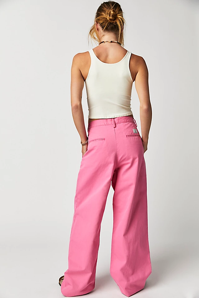Denimist Blair Double-Pleated Pants Fuchsia