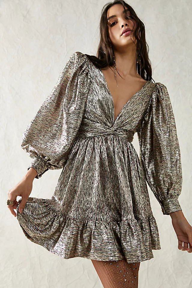 Sabina Musayev Roxana Mini Dress Gold And Black Foil
