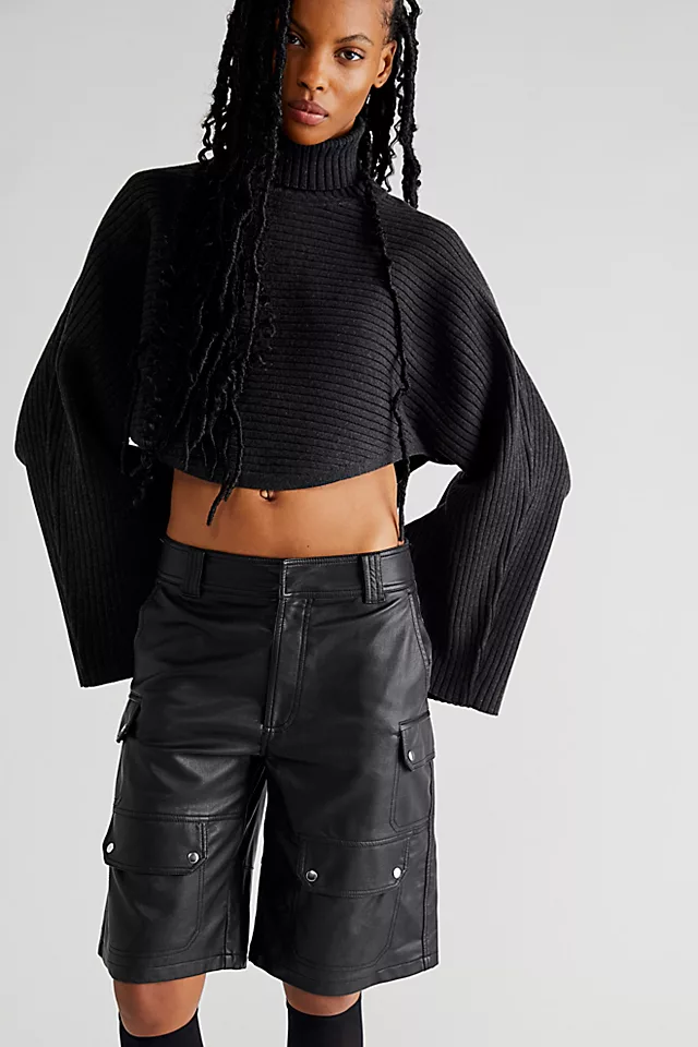 A New Wave Vegan Cargo Shorts Black