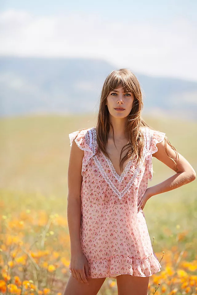 Anna Sui Rosebuds Print Top Pink