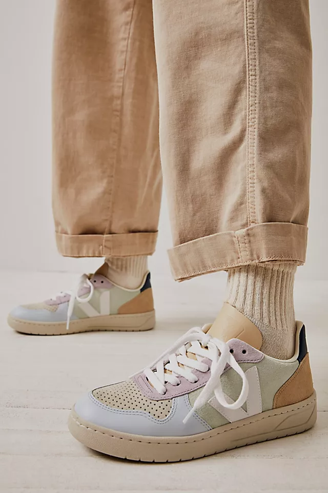 Veja V-10 Suede Sneakers Jade / White / Multico