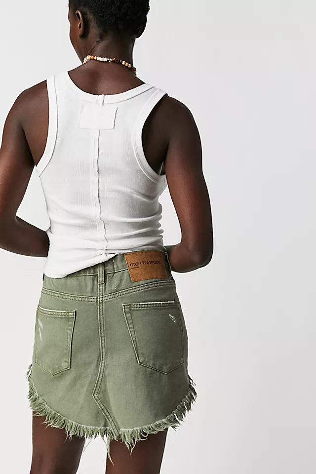 OneTeaspoon Junkyard Relaxed Denim Mini Skirt Super Khaki