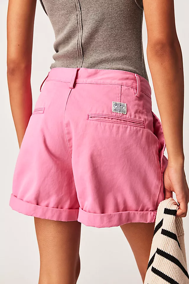 Denimist Blair Double-Pleated Shorts Pink