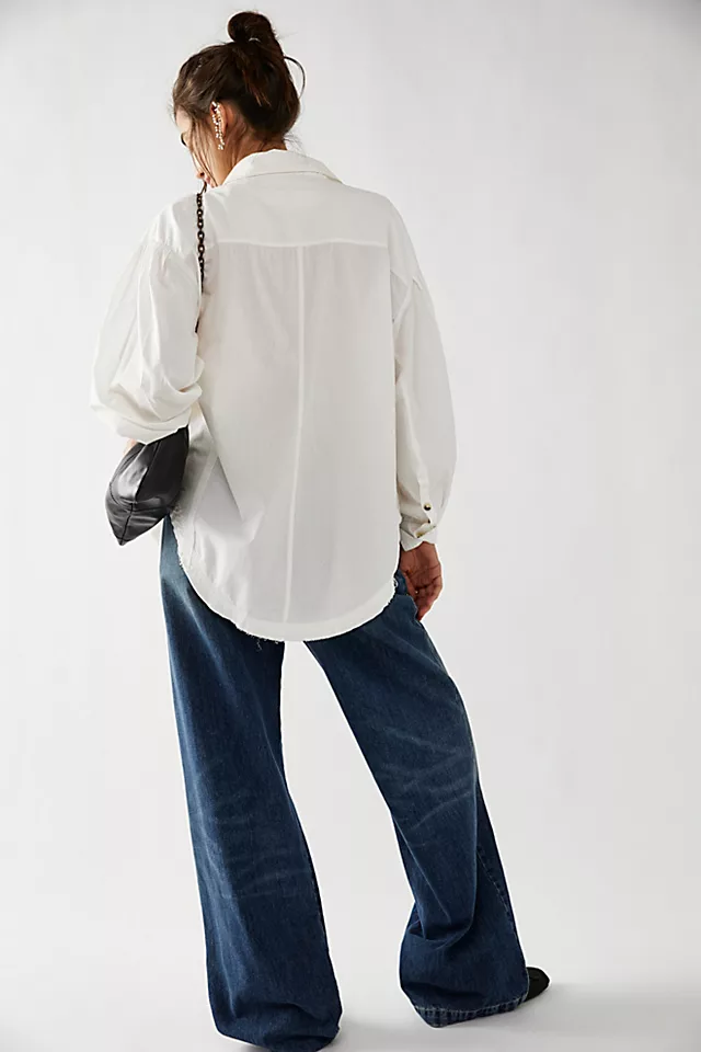 Happy Hour Solid Poplin Top White