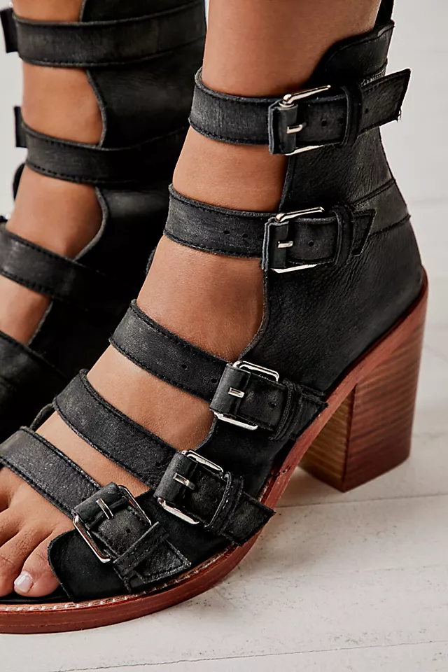 Buckle Up Baby Block Heels Black