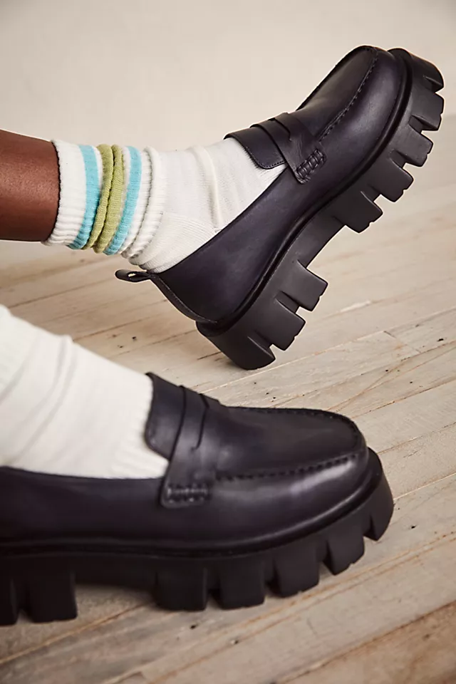 Landon Platform Penny Loafers Black