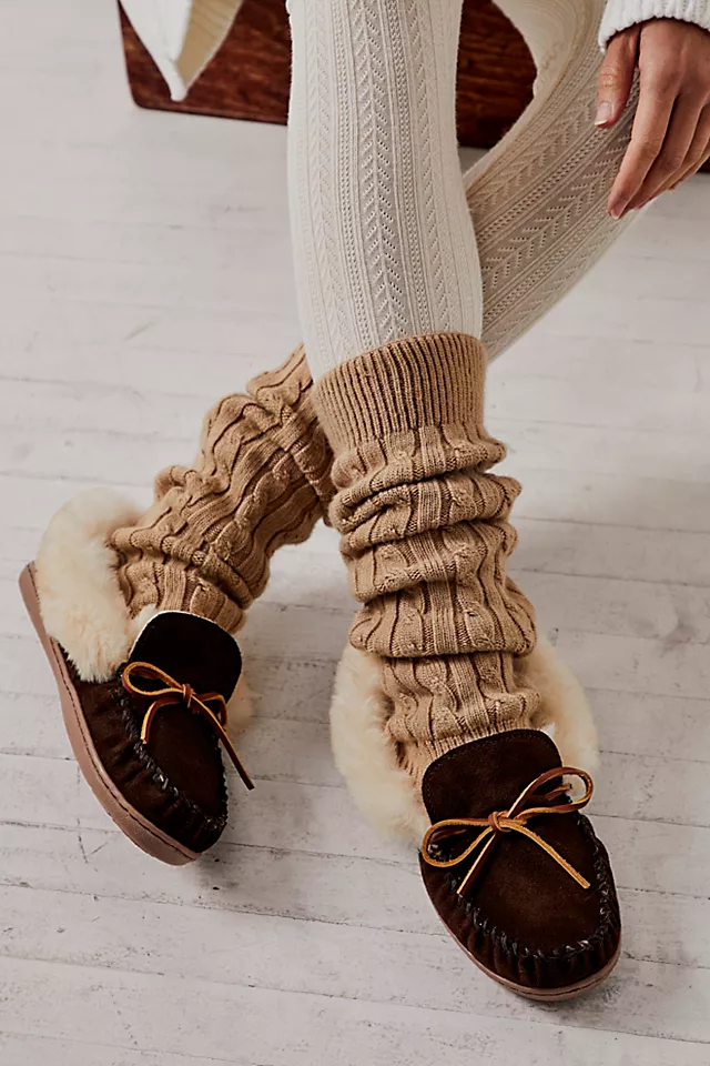 Minnetonka Alpine Shearling Moccasins Chocolate