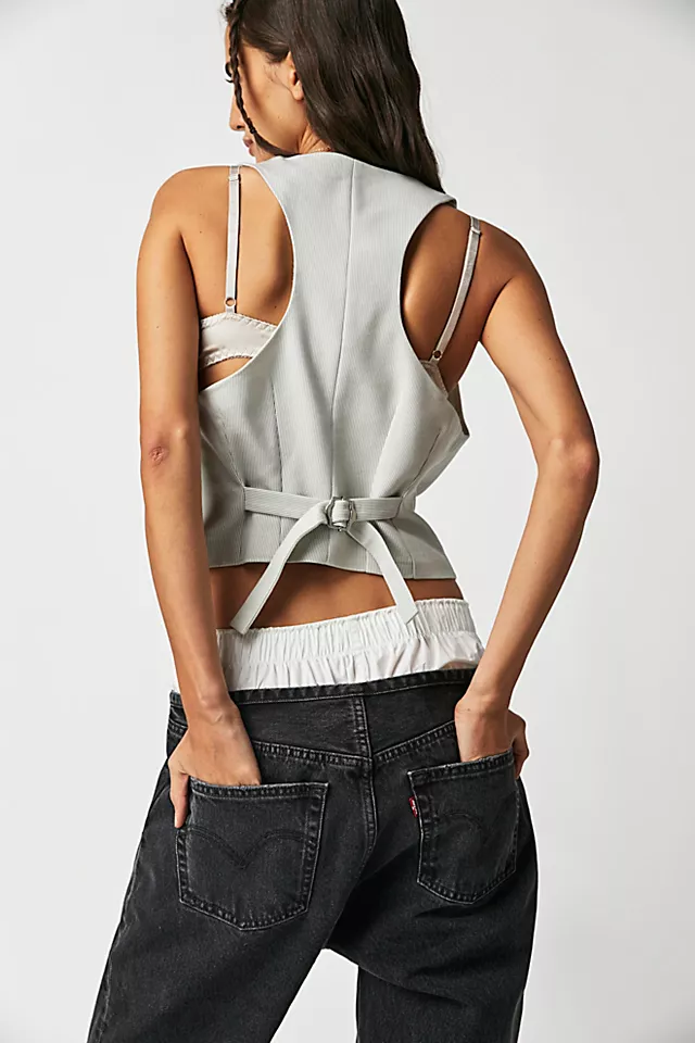 Libby Vest Green / Ecru Stripe