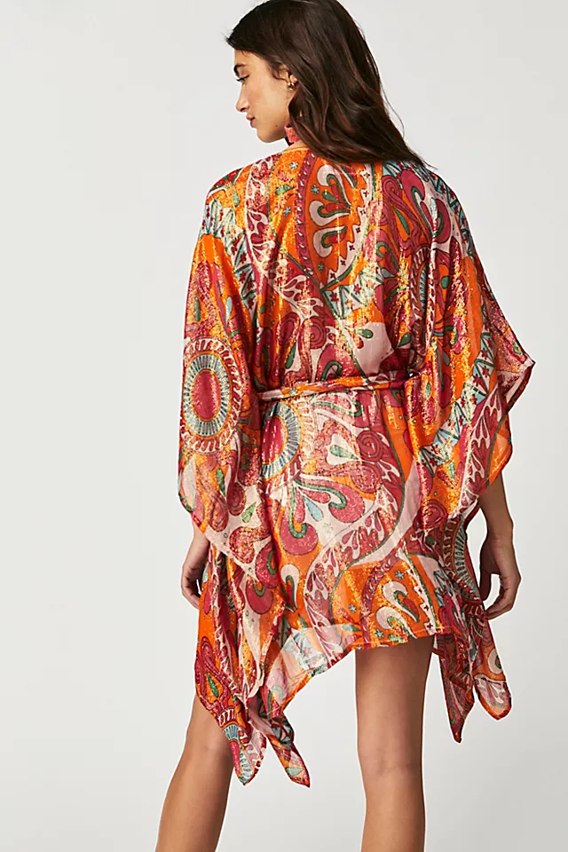 Livy Shimmer Print Kaftan Framboise Combo