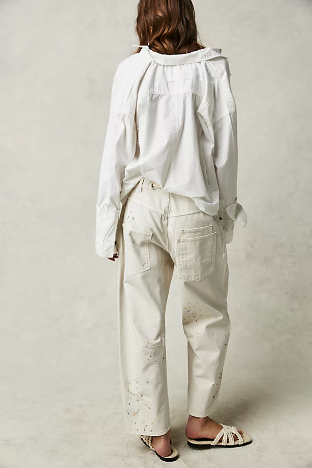 Moxie Pull-On Barrel Jeans White