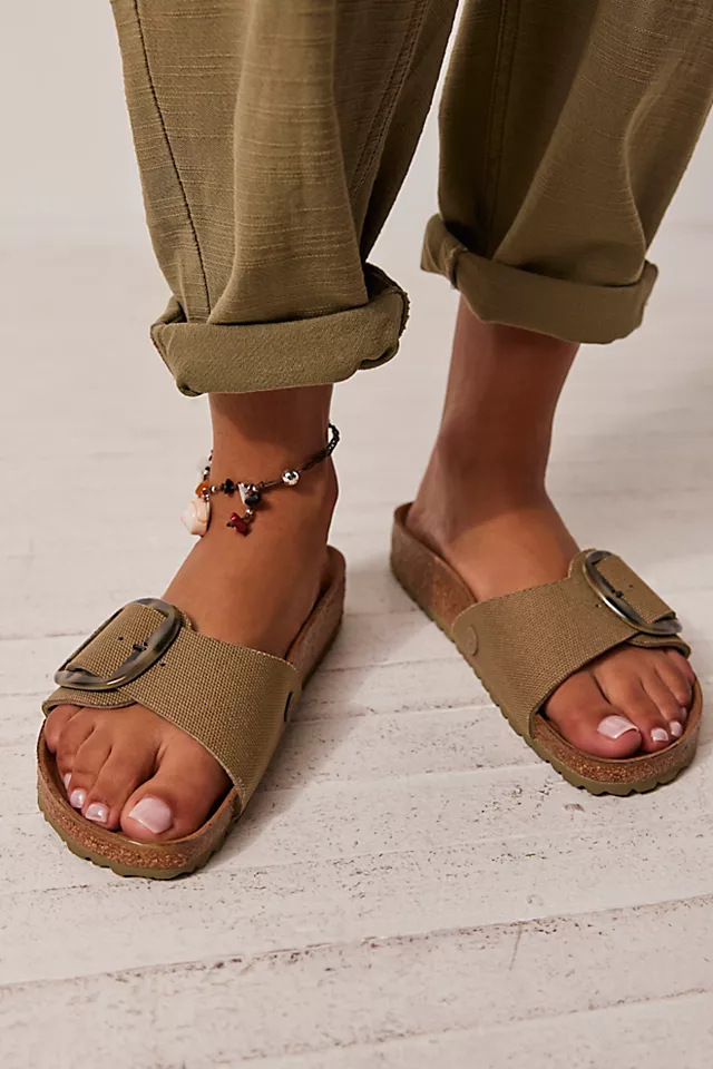 Birkenstock Madrid Big Buckle Canvas Sandals Faded Khaki