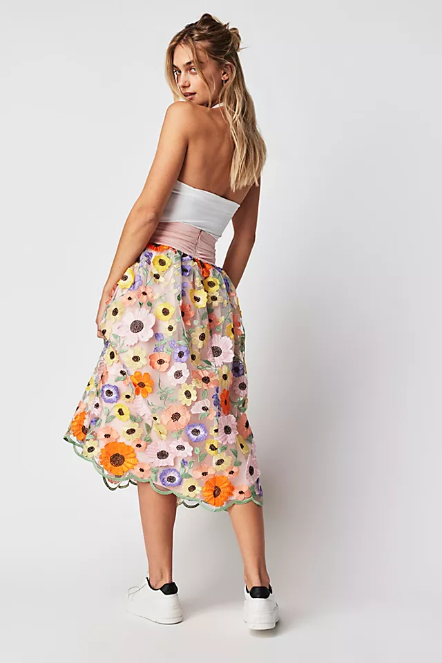 For Love & Lemons Fiore Midi Skirt Multi