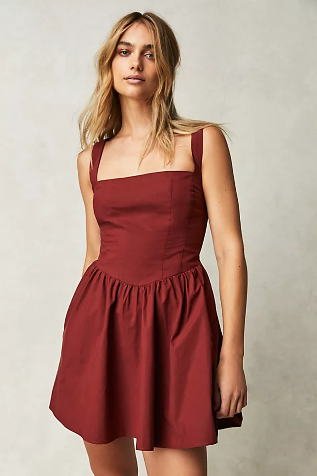 East Side Lace-Up Mini Dress Burnt Henna