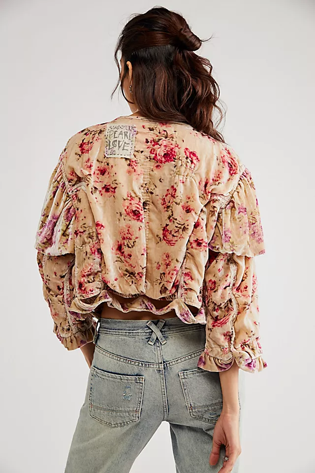 Silk Velvet Top Ivory Combo