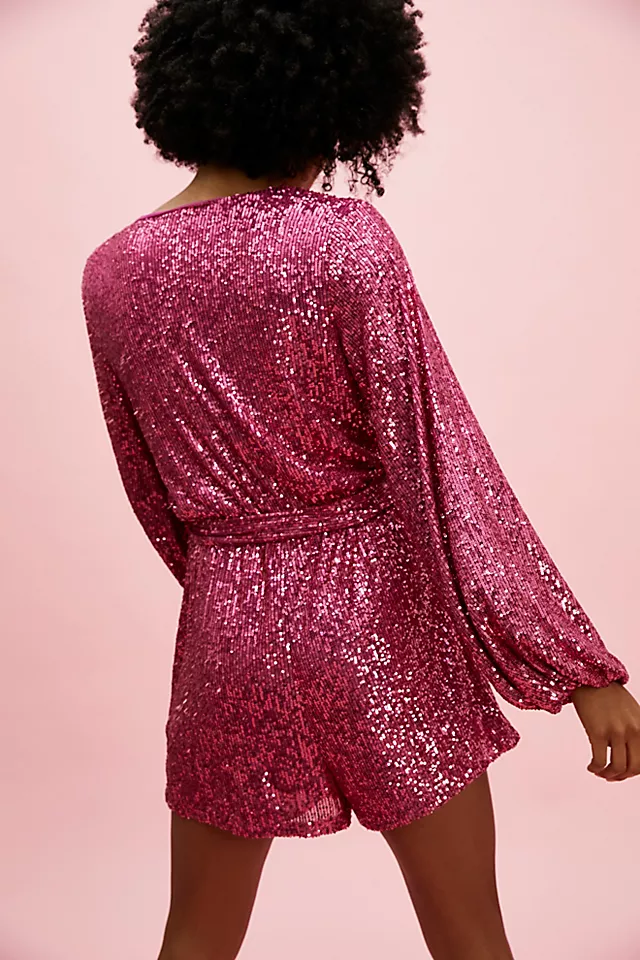Christa Sequin Romper Pink