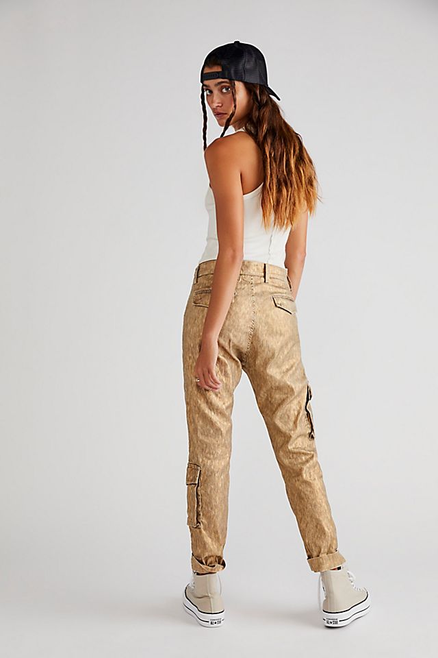 Golden Snake Cargo Pants Oro Vintage Gold