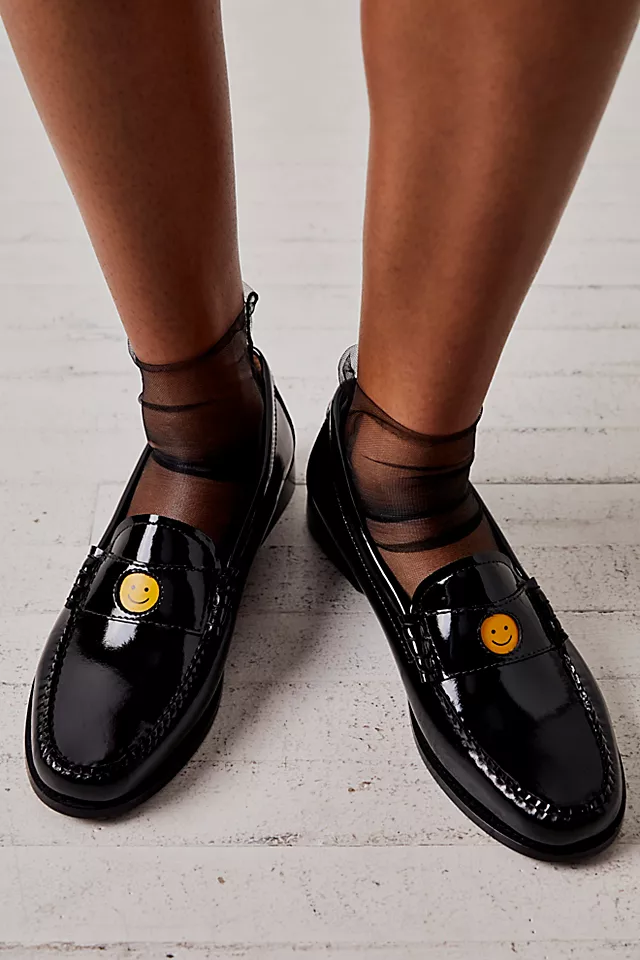 G.H. Bass Whitney Emoji Loafers Smiley Face-Black Patent