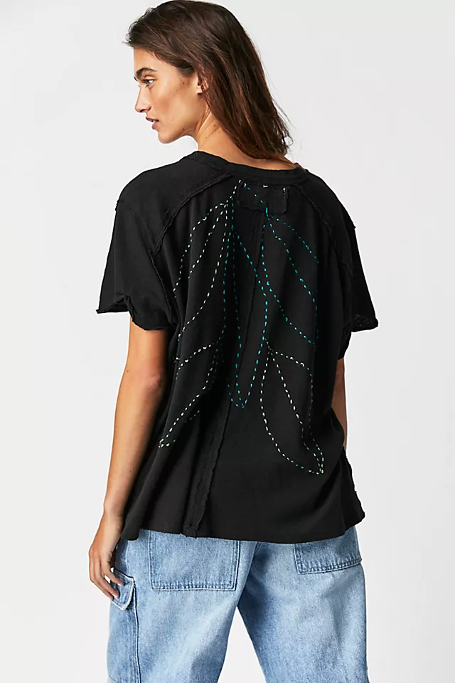 Tricia Fix Foliage Stitch Tee Black
