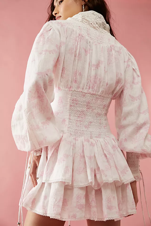 Gazebo Toile Mini Dress Rose Shadow