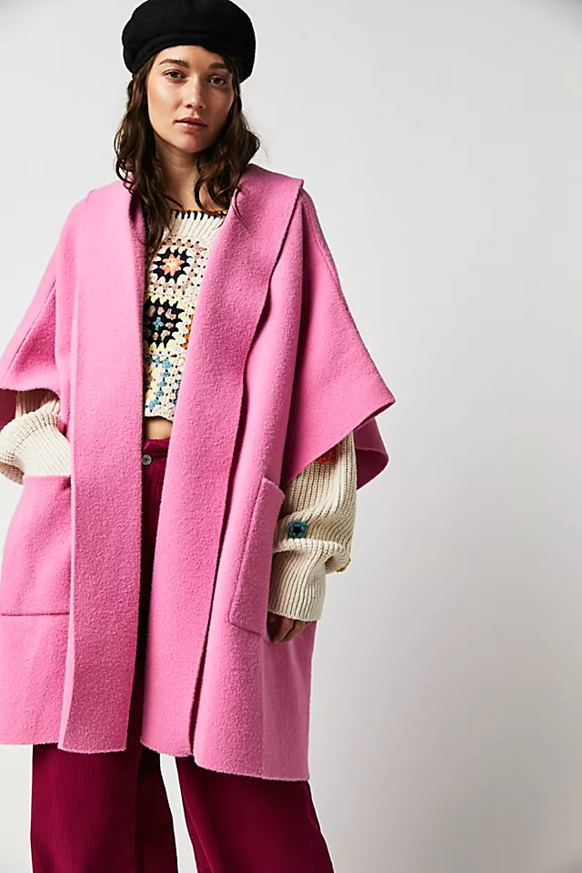 All I Need Cozy Hooded Kimono Hot Pink