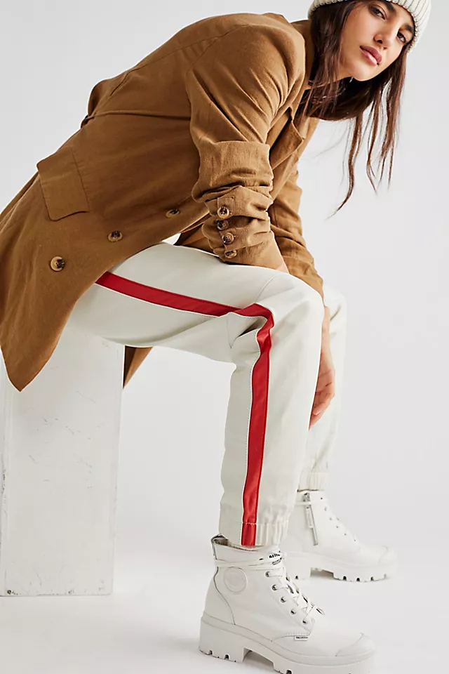 OneTeaspoon Red Line Leather Track Pants White Lines
