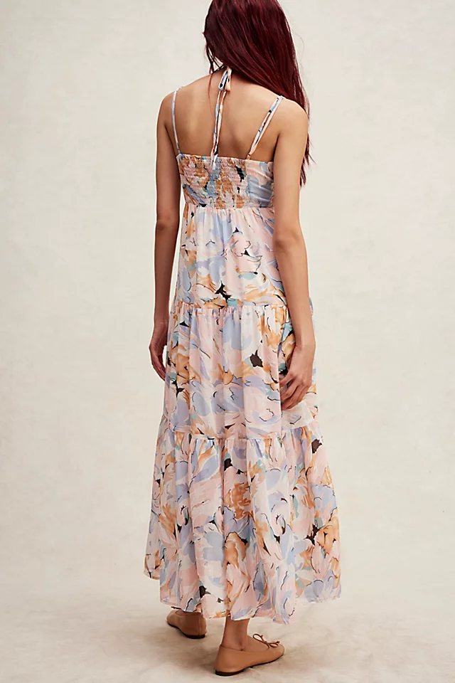 ASTR Brandy Dress Blue Peach Multi