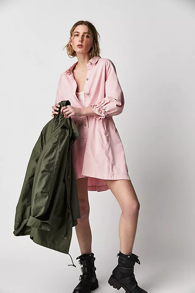 Hannah Denim Mini Dress Sugar Pink