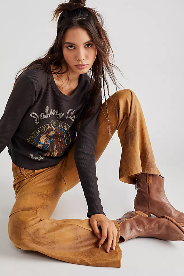 Johnny Cash Tennessee Thermal Longsleeve Washed Black