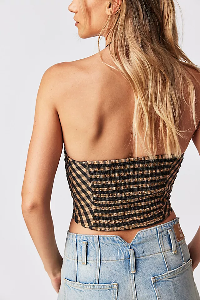 Leilani Gingham Tube Top Black And Tan