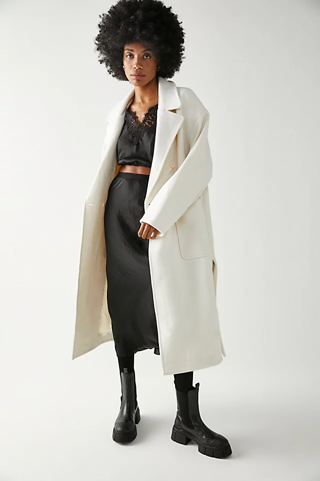 Shona Joy Olivier Long Wool Coat Cream