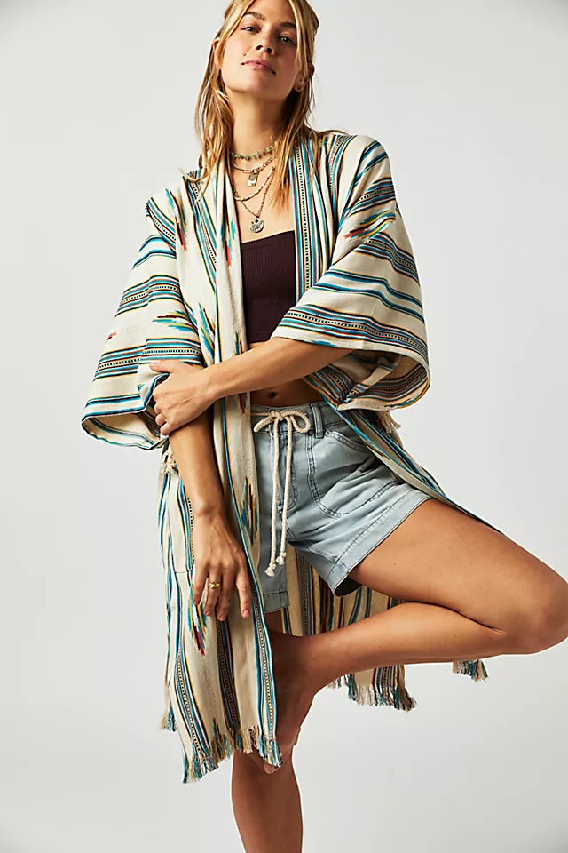 Margarita Woven Stripe Kimono Ivory Combo