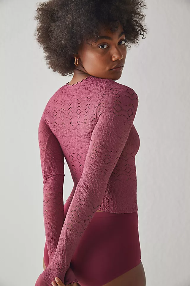 Flirt Back Long-Sleeve Crop Bottled Plum