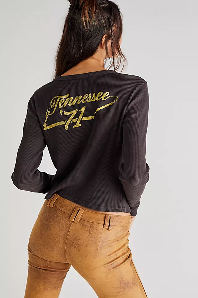 Johnny Cash Tennessee Thermal Longsleeve Washed Black