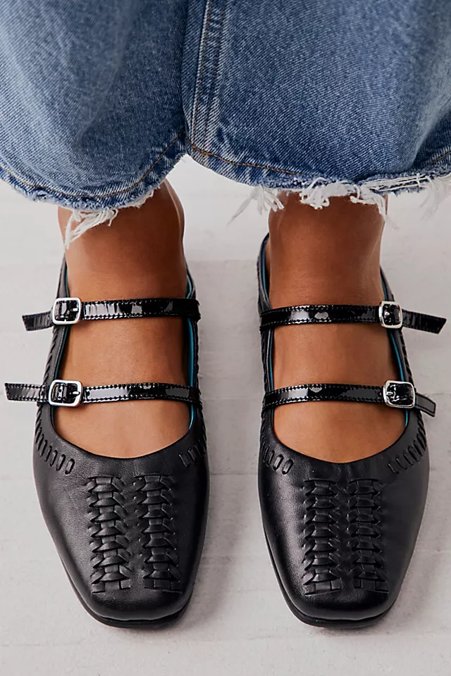 Diana Double Strap Flats Black